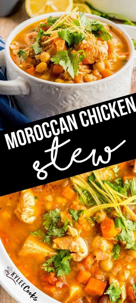 Morrocan Stew, Chicken Thigh Stew, Moroccan Chicken Stew, Spicy Chicken Stew, Moroccan Chicken Recipe, Fowl Recipes, Moroccan Soup, Moroccan Stew, Mediterranean Recipe