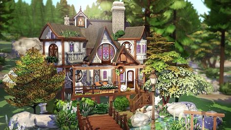 Witch House Plans, Sims 4 Witch House, Sims House Ideas, Sims 4 Build Ideas, Sims 4 House Ideas, Cottage Layout, Cottage Floor Plan, Witchy Cottage, Sims 4 Cottage