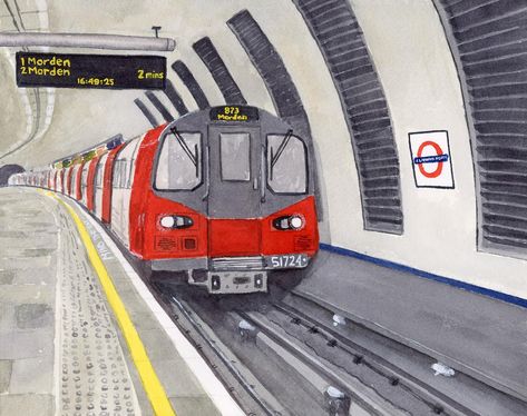 Here is my last watercolor painting in the transit series: the Tube! I lived in London for 6 years and I took mainly the central and northern line to go to work at Tate. The trains are so unique and characteristic of the city. Painting this piece brought me nice memories. But I also remembered when it was very crowded and that the trains don’t have A/C 😓 My Last, London Underground, Going To Work, Best Memories, Watercolor Paintings, London, Train, Bring It On