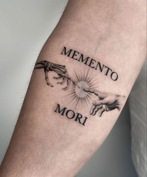 Around The Arm Tattoo, Memento Mori, Arm Tattoo, Tattoos And Piercings, Tattoos For Guys, Tattoo Ideas, For Men, Writing, Tattoos