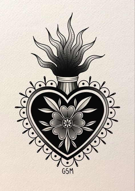 Tradition Heart Tattoo, Retro Heart Tattoo, American Trad Sacred Heart, Sacred Heart With Flowers, Sacred Heart Art Tattoo, Sacred Heart American Traditional Tattoo, Mexican Flash Tattoo, Traditional Sacred Heart Tattoo Design, Traditional Style Heart Tattoo