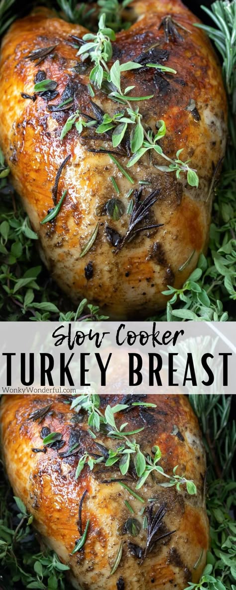 This Crockpot Turkey Breast Recipe is a no-fuss space saving way to cook Thanksgiving turkey for a small feast or to have extra turkey for a large crowd. Cooking a turkey breast in a slow cooker is a set it and forget it holiday dish. #slowcookerrecipes #crockpotturkey #slowcookerturkey #thanksgivingrecipes Chicken Repices, Turkey Breast Thanksgiving, Stuffing Cornbread, Crock Pot Turkey Breast, Crockpot Thanksgiving, Crock Pot Turkey, Turkey Breast Crockpot, 21 Dinner, Slow Cooker Turkey Breast