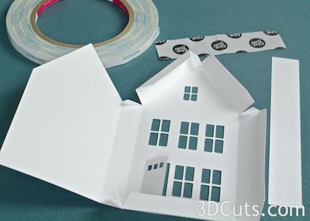 Paper Models House, Village Cottage, Paper House Template, Diy Christmas Village, Two Story House, House Template, Crochet Leaf Patterns, Cardboard House, Putz Houses