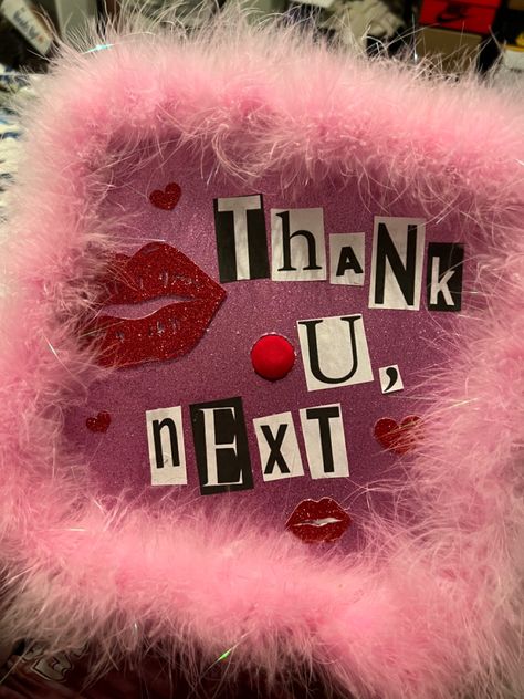 Thank U Next Graduation Cap, Graduation Cap Designs Lana Del Rey, Thank U Next Album Aesthetic, Nicki Minaj Graduation Cap, Nicki Minaj Grad Caps, Diy Graduation Hat Decorations, My Everything Ariana Grande, Creative Graduation Caps, Graduation Cap Decoration Diy