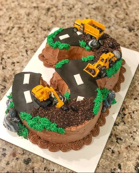 3 Tractor Birthday Cake, 3rd Birthday Construction Cake, Digger Cakes For Boys, Tractor Birthday Cake For Boys, Construction Birthday Cake Boys, Boys 3rd Birthday Cake, 3rd Birthday Cake For Boy, Construction Cake For Boys, Tractor Birthday Party Cake