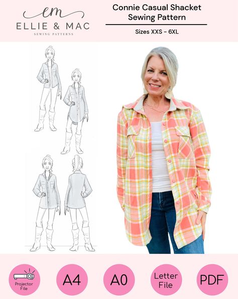 Shacket Pattern, Transitional Jacket, Ellie And Mac, Sewing Sleeves, Sell Dresses, Swimwear Pattern, Wardrobe Refresh, Kids Dress Patterns, Romper Pattern