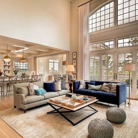 West Elm Living Room, Mismatched Living Room Furniture, Blue Furniture Living Room, Couches Living, Leather Living Room Furniture, Leather Sofa Living Room, Living Room Furniture Layout, Luxury House Interior Design, Luxury Homes Interior