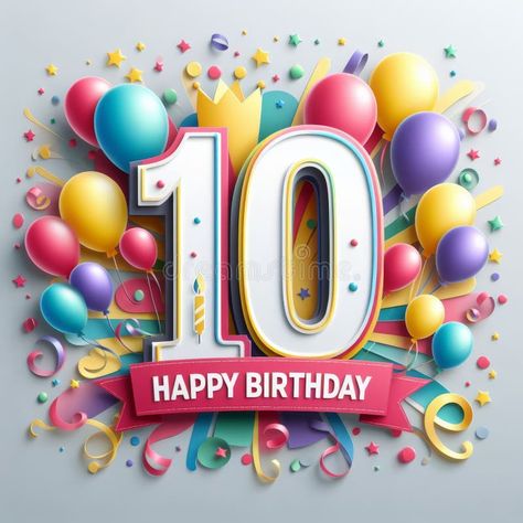 Cheerful 10th Birthday Bash with Colorful Balloons royalty free stock photo 10 Year Birthday Quotes, Happy 10th Birthday Boy, Hello 10 Birthday, Happy 10th Birthday Girl, Turning 10 Birthday Quotes, Double Digits Birthday Quotes, Happy Birthday 10, Happy 10th Birthday, Colorful Balloons