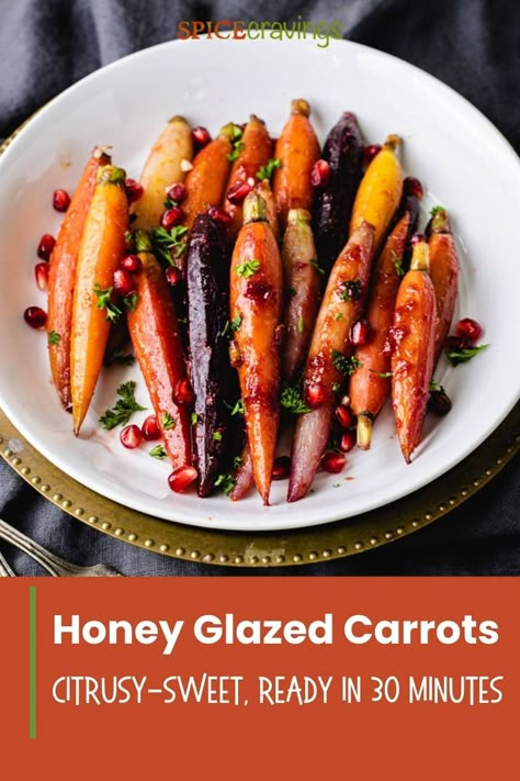 Crisp, tender & citrusy-sweet Honey Glazed Carrots are a delicious and colorful side dish made quickly and easily in the Instant Pot or stovetop in just 15 minutes. #carrots #vegetablesidedishes Honey Glazed Spiced Carrots, Carmelized Carrots Stove Top, Stove Top Vegetables, Honey Glazed Carrots Crockpot, Stove Top Carrots, Glazed Carrots Recipe Stove Top, Tri Colored Carrots Recipe, Stovetop Carrots, Boiled Carrots Recipe