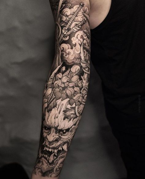 Snake Tattoos Japanese, Men’s Tattoos Arm Sleeves, Japanese Tattoo Art Forearm, Black And White Japanese Tattoo, Japanese Sleeve Tattoos Women, Mens Full Sleeve Tattoo Ideas, Yakuza Style Tattoo, Big Tattoos, Japanese Hand Tattoos