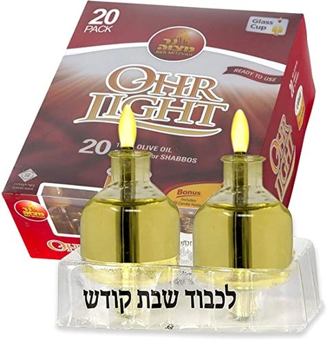 Shabbat Oil Candles - Large Ohr Lights Pre-Filled Oil Shabbos Candles - 20 Pack Olive Oil Candle, Shabbos Candles, Shabbat Candle Holders, Specialty Candles, Candle Lighting, Expect Nothing, Shabbat Candles, Candle Cups, Oil Light