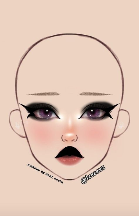 Boceto by sat costa How To Paint A Shirt, Makeup Face Charts Ideas, Makeup Look Drawing, Leeeexz Makeup, Face Charts Makeup, Makeup Looks Drawing, Makeup Ideas Drawing, Makeup Sketch, Goddess Beauty