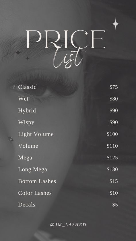 Lashes Price List Design, Lashing Business Names, Lash Price List Ideas Beginner, Lash Salon Names, Lashes Policy, Lashes Names For Business, Lash Extensions Name Ideas, Lash Business Names Ideas Instagram, Lash Tech Names For Business Ideas