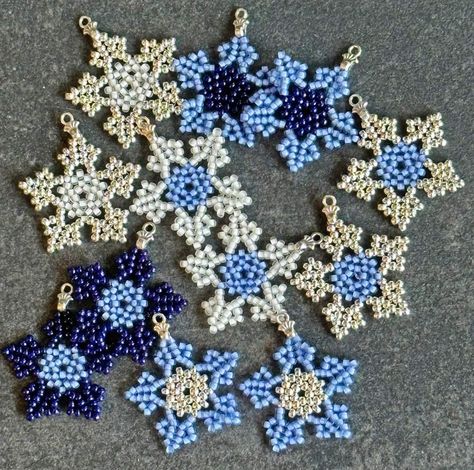 Snowflake Beaded Earrings, Beaded Earrings, Bead Work, Bead Earrings