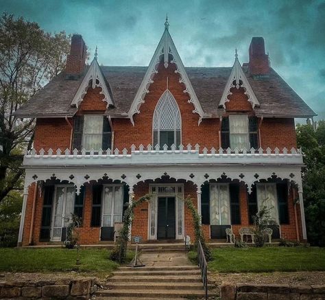 | It's a special Thursday post when you find a triple-threat American gothic revival style house. Another favorite Victorian style of both… | Instagram Gothic Revival House Interior, Let August Be August, Let July Be July, American Gothic House, Thursday Post, Gothic Revival House, Mansfield Ohio, Victorian Farmhouse, Victorian Revival