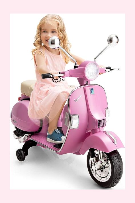 Kids Gift Idea - Kids Vespa 12V Scooter Vespa Scooter, On Motorcycle, Riding Toys, Scooter Girl, Vespa Scooters, Kids Scooter, Ride On Toys, Ethnic Dress, Kids Ride On