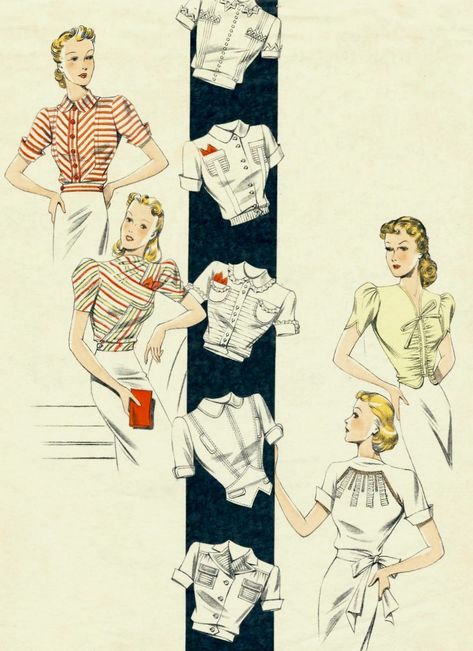 Miss Fisher Fashion, Art Deco City, Patron Vintage, Vintage Dress Patterns, 40s Fashion, 1930s Fashion, Vintage Couture, Ladies Tops, Old Fashion