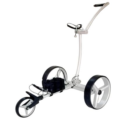 Meta-Lite, Remote Control Battery Powered Golf Push Cart, Electric Break System, Water Proof, Stop/Go Free Wheel Function, USB Plug, 1-9 Speeds

NEW EDITION: The Super E Caddy Meta-Lite, 3-wheel electric golf push cart made of high grade aluminum with 2.00 mm tickness which made it very lightweight, with a strong battery that lasts 12.5 miles with maximum speed of 7.5 miles per hour. Golf Push Cart, Push Cart, Water Proof, High Grade, Remote Control, Wheel, Electricity, Golf, Water