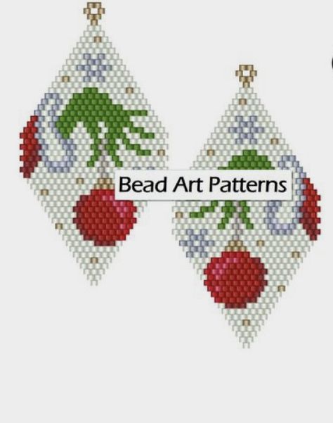 Beaded Earrings Pattern, Seed Bead Jewelry Patterns, Stitch Earrings, Holiday Beading, Handmade Jewelry Box, Beaded Earrings Diy, Seed Beading, Brick Stitch Pattern, Christmas Bead