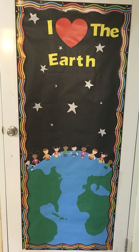 Earth day school door decoration Earth Day Door Decoration, Earth Theme Classroom, Earth Classroom Decor, Earth Day Door Decorations, Earth Day Door Decorations Classroom, Winter Door Decorations Classroom, Sequencing Pictures, Student Picture, Winter Door Decorations