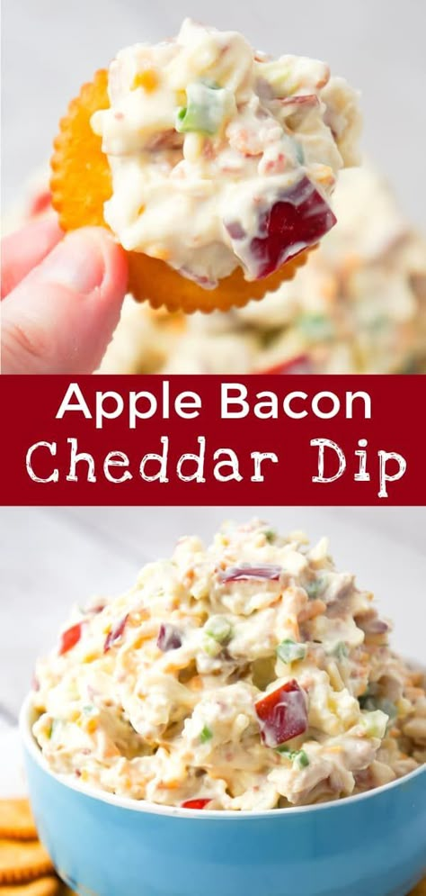 Cold Party Appetizers, Bacon Cheddar Dip, Cold Dip Recipes, Cheddar Dip, Apple Cheddar, Party Dip Recipes, Bacon Dip, Mini Appetizers, Party Dip