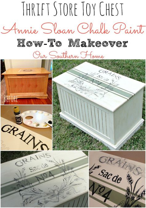 Toy Chest Makeover, Painted Toy Chest, Chest Makeover, Paint Makeover, Chalk Paint Makeover, Toy Chests, Chalk Paint Projects, Furniture Rehab, Southern Home