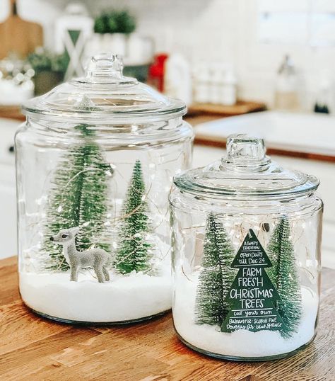 Christmas Jars Decorations, Jar Diy Ideas, Christmas Glass Jars, December Inspiration, Christmas In A Jar, Bingo Ideas, Christmas Jar Gifts, Christmas Tree Jar, Jars Decor