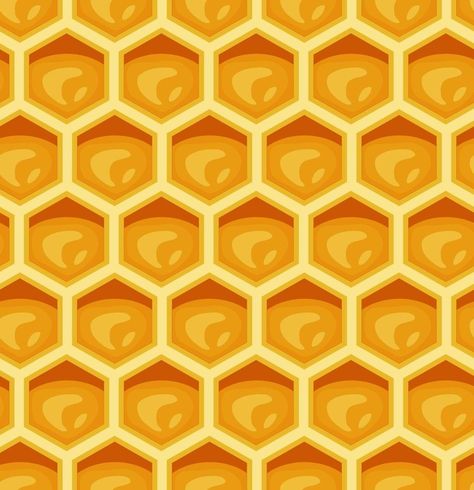 Honeycombs seamless pattern. Hexagonal wax cells with honey. 3d Vector, Honeycomb Pattern, Honeycomb, Seamless Pattern, Seamless Patterns, Vector Free, Honey, This Is Us, Wax