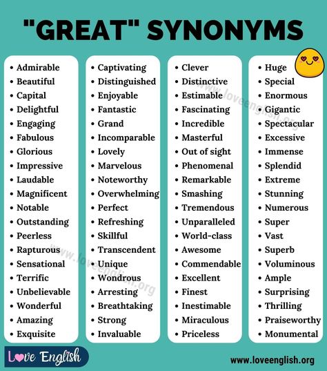 Great Synonyms, Smart Synonyms, Another Word For Great, Amazing Synonyms, Other Words For Great, Synonyms For Great, Better Vocabulary, Words To Use Instead, Descriptive Words