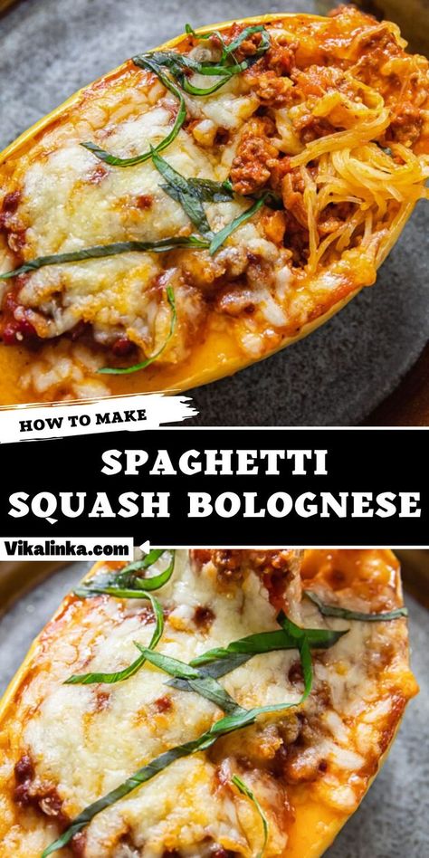 Spaghetti Squash Bolognese, Spaghetti Squash Boats, Italian Spaghetti Sauce, Spaghetti Squash Recipes Healthy, Squash Boats, Stuffed Spaghetti Squash, Fall Favorites Recipes, Bolognese Recipe, Ground Beef Dishes