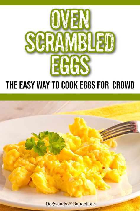 Eggs In The Oven Recipes, Breakfast Egg Scramble, Egg In Oven, Fluffy Eggs In The Oven, Eggs Oven, Breakfast Eggs For A Crowd, Oven Cooked Eggs, Recipes With Eggs Healthy, How To Cook Eggs In The Oven