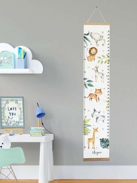 Green Nature Nursery, Kid Friendly Decor, Jungle Safari Nursery, Nature Nursery, Nursery Decor Green, Jungle Themed Nursery, Jungle Animals Nursery, Jungle Nursery Decor, Kids Growth Chart