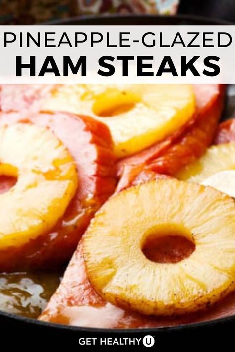 Ham Steak Recipes With Pineapple, Pineapple Ham Steak Recipes, Baked Ham Slices With Pineapple, Ham With Pineapple Recipes, Ham Steak And Pineapple Recipes, How To Cook Ham Slices In The Oven, Easter Ham Steak Recipes, Pineapple Ham Steak, Baked Ham And Pineapple Recipes