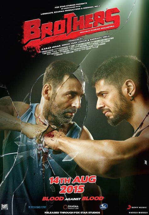 Akshay Kumar Siddharth Malhotra Brothers Movie Poster Bollywood hit movie #BOLLYWOOD #INDIA  #Brothers #SiddharthMalhotra  #AKSHAYKUMAR Brothers Movie, Bollywood Posters, 2015 Movies, Akshay Kumar, Bollywood Movie, Indian Movies, Hindi Movies, New Poster, Bollywood Movies