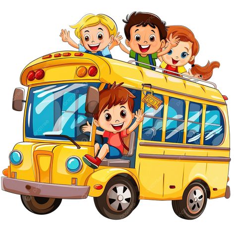 School Bus Clipart, Bus Cartoon, Welcome To School, School Cartoon, Fall Music, Happy Children, Back Back, Inspiration Painting, Black And White Tree