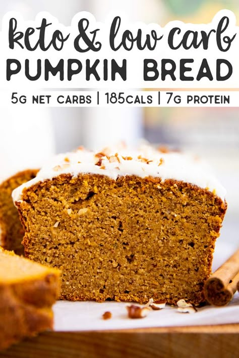 Keto Pumpkin Bread | Low Carb, Gluten Free, THM S, Keto, Sugar Free Bariatric Sweets, Thm Deserts, Keto Pumpkin Bread, Keto Favorites, Gluten Free Pumpkin Bread, Keto Thanksgiving, Pumpkin Loaf, Keto Pumpkin, Keto Diet Breakfast