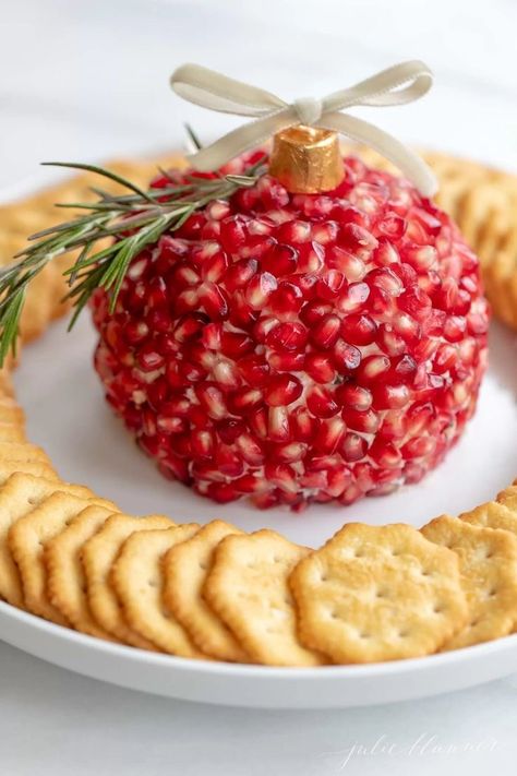 Christmas Cheese Ball, Pomegranate Christmas, Holiday Cheese, Christmas Cheese, Julie Blanner, Best Christmas Recipes, Cheese Ball Recipes, Christmas Menu, Xmas Food