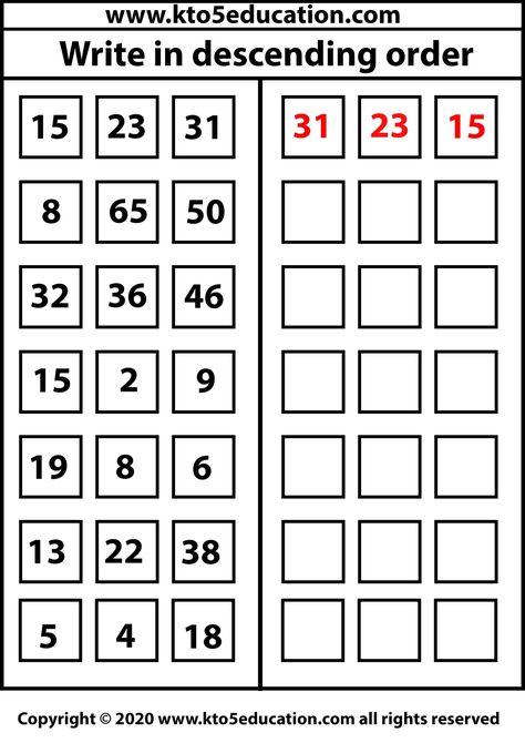 Write in descending order Template 3 Descending Order Worksheet Kindergarten, Ascending Order Worksheet, Ascending And Descending Order, Ascending Order, Maths Worksheet, Mental Maths Worksheets, Number Counting, Order Template, Maths Paper