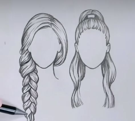 How To Draw Caracter Cartoon, Fashion Hair Drawing, Hairstyle For Drawing, Croquis Hairstyles, Hair Drawings Girl, Drawing Hairstyles Girl, How To Draw Girl Hair, Face And Hair Drawing, Hair Sketches Girl