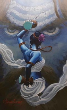 Shiva, A Woman, Blue