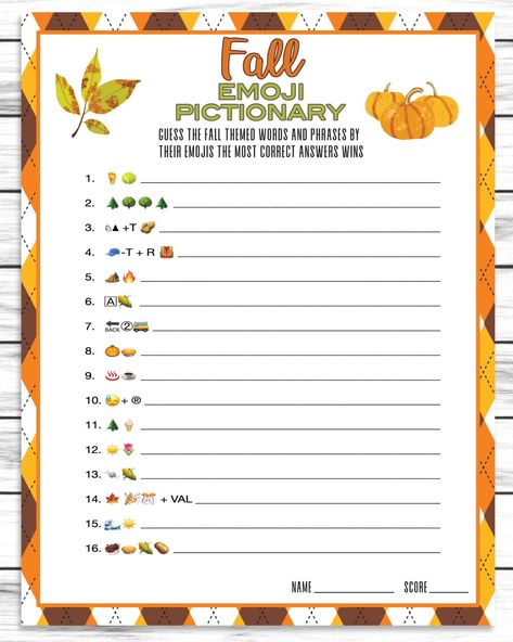 Enjoymyprintables Emoji Answers, Quiz For Kids, Fall Party Games, Kids Church Activities, Emoji Game, Pinecone Crafts, Stem Elementary, Emoji Pictionary, Emoji Games