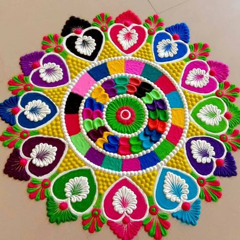 Rangoli Design for Diwali Traditional Rangoli Design, Mandala Rangoli, Rangoli Design For Diwali, Balloon Arch Diy, Traditional Rangoli, Indian Rangoli Designs, Pattern Design Drawing, Easy Rangoli Designs Videos, Rangoli Designs Simple Diwali