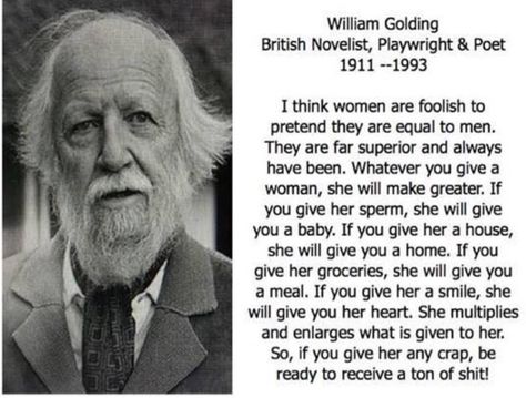 I think women are foolish to pretend they are equal to men......William Golding William Golding, Visual Statements, A Quote, Instagram Foto, Woman Quotes, Great Quotes, Inspire Me, Wise Words, Favorite Quotes