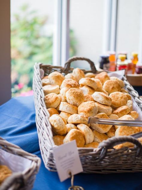 Fortify your guests with a simple but elegant biscuit bar pulled together with local treats, plus a couple signature cocktails. Biscuit Bar Wedding, Biscuit Brunch Board, Biscuit Bar Ideas, Pancake Buffet Bar, Biscuit Brunch Bar, Morning Of Wedding Breakfast Bar, Biscuit Bar, Southern Biscuits, Biscuits Easy