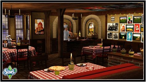 Around the Sims 2 | Objects | Downtown | Pizzeria Community Places, Mini Site, The Sims 2, Bottle Candles, The Sims 3, Sims House, Public Spaces, Electronic Art, Custom Content