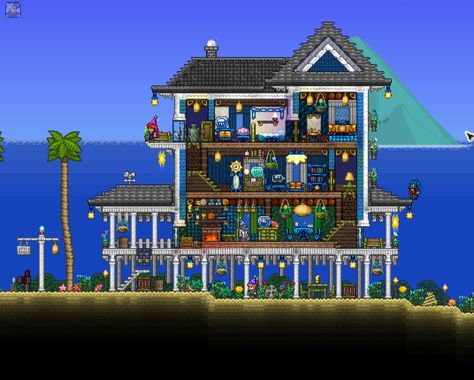 Merchant House Terraria, Terraria Sky House, Terraria Marble House, Terraria Big House, Terraria Living Wood House, Terrarium Base, Terraria House Ideas, Terraria House Design, Terraria