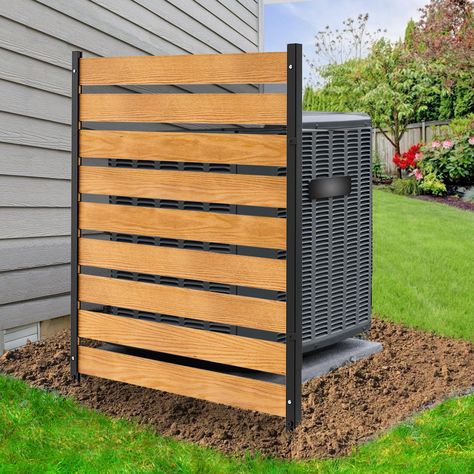 PRICES MAY VARY. 🏡 HIDE FOR PRIVACY: This wooden privacy fence has multiple functions and can be used as an air conditioning fence, trash can fence enclosure, pool equipment enclosure, and garden privacy screen. It effectively hides unsightly items in outdoor spaces and keeps children and pets at a distance. The strategically placed woodslats allow for ample airflow, which helps to effectively dissipate heat and steam, thus improving the performance of air conditioning units. 🏡SECURE METAL STA Trash Can Fence, Horizontal Fences, Air Conditioner Screen, Air Conditioner Fence, Pool Equipment Enclosure, Wood Trash Can, Outdoor Air Conditioner, Fence Privacy, Privacy Fence Panels