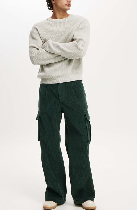 The Baggy pleat cargo pant by Cotton On will have you on the go all day and night with its functional cargo pockets and pleat design. Button and fly closure Side leg cargo pockets baggy fit pleat pants Cold Machine Wash Refer To Care Label Mens Baggy Trousers, Baggy Cargo Pants Outfit Men, Men’s Pants, Green Trousers Outfit Men, Speech Outfit, Baggy Pants Outfit Men, Simple And Elegant Outfits, Clothes For Guys, Style Tips For Men