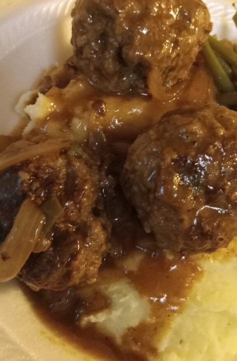 Meatballs and Gravy - Easy Home Cooked Recipes! Meatballs And Tomato Gravy, Meatballs And Brown Gravy, Meatballs And Gravy Recipe, Simple Meatballs, Brown Onion Gravy, Vegetable Meatballs, Meatballs And Gravy, Fried Meatballs, How To Make Meatballs