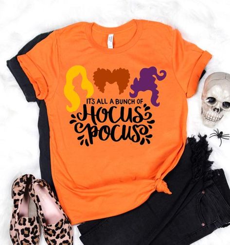 Halloween It's All a Bunch of Hocus Pocus Shirt Halloween Shirt Orange Shirt for Women Halloween Party teacher funny hocus pocus by thecozyapparel Hocus Pocus Shirt, Halloween Tee Shirts, Funny Kids Shirts, Adornos Halloween, Cricut Shirts, Chic Gowns, Shirts To Make, Halloween Scary, Fashion 2015